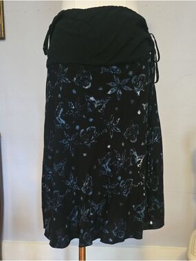 Black Floral Butterfly Midi Skirt - Women